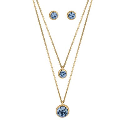 Designer blue double row jewellery set